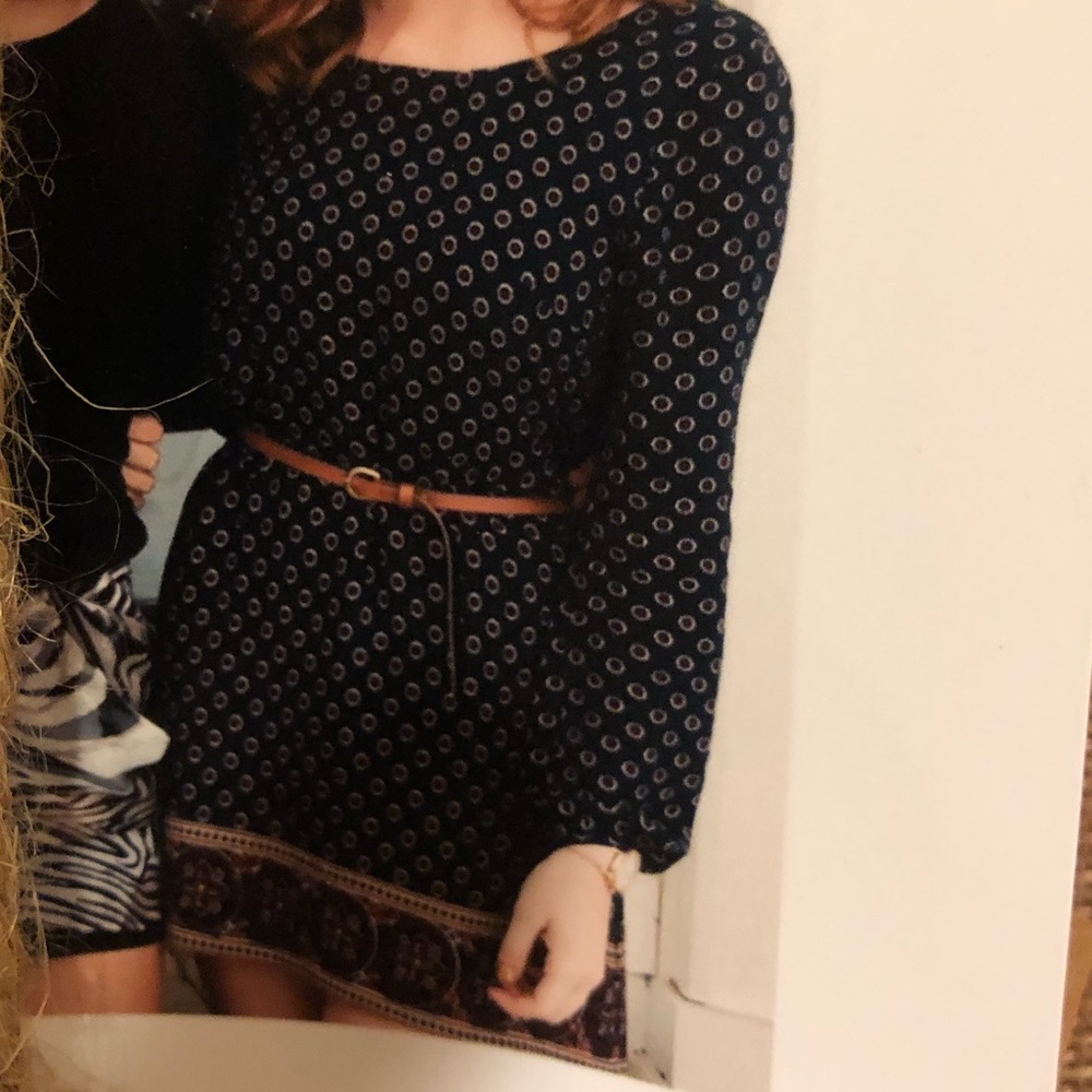Navy long sleeve shift dress